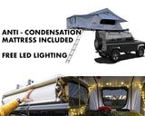 Extended Ventura Deluxe 1.4 Roof Top Tent + Extra Mattress + LED Lighting